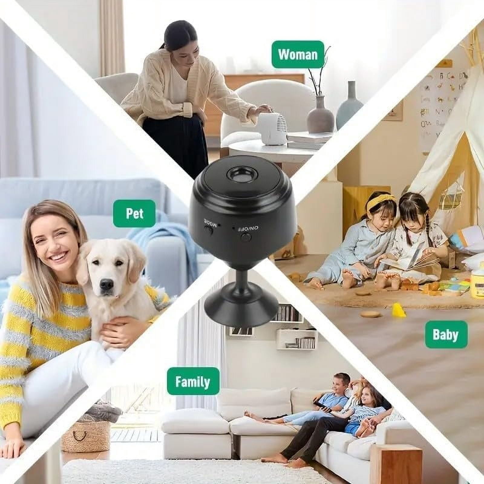 Mini Hidden Camera, Spy Camera, 1080P WiFi Wireless Miniguard Cam, AI Motion Detection,Real-Time View Night Vision Nanny Cam for Baby, Pets