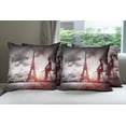 thumbnail image 6 of Ambesonne Eiffel Tower Throw Pillow Cover 4 Pack, Man on Retro Bicycle, 16", Grey Pink Black, 6 of 7