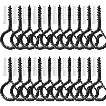 

Screw Hooks for Hanging 20 Packs Safety Buckle Design Q-Hanger for Outdoor String Lights Outdoor Hooks for Hanging Plants Windproof Cup Hooks for Wind Chime and Baskets Black