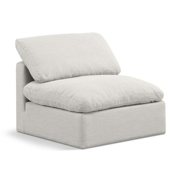Meridian Furniture Indulge Contemporary Fabric Armless Chair in Cream