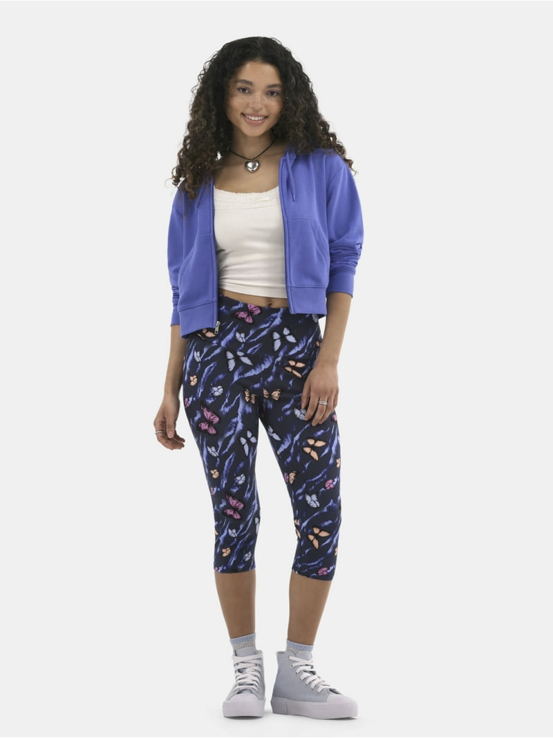 No Boundaries Women's Capri Leggings, Stretch Jersey, Elastic