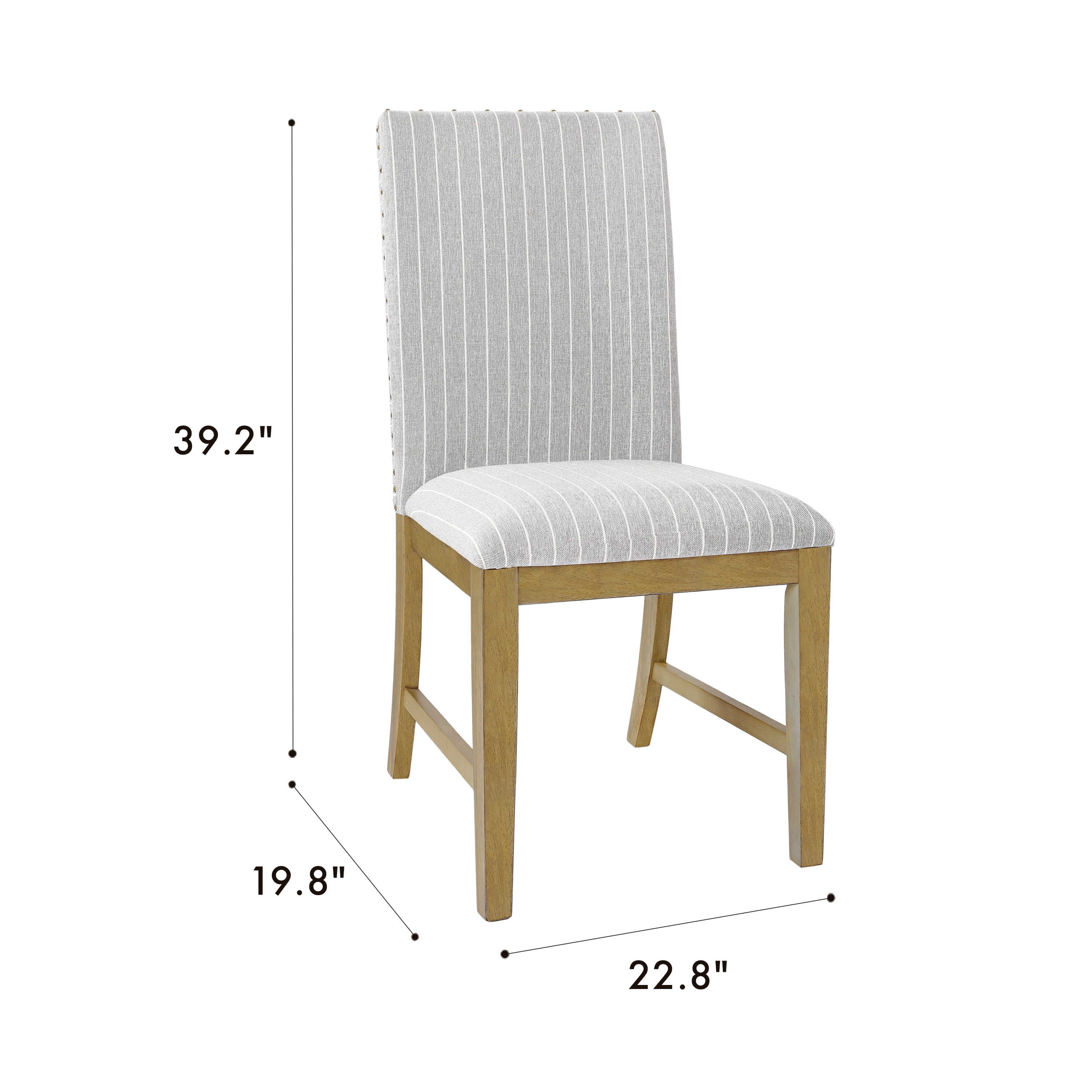 HomePop Upholstered Dining Chair, Set of 2, Light Gray Stripe