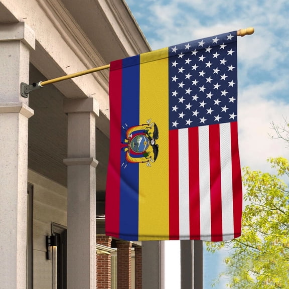 American Ecuador Flag Ecuadorian Friendship U.S.A Memorial Day Patriotic For Garden Flag, Double-Sided Decorative Outdoor Flag, Patriotic Polyester Yard Flag 12 x 18 in