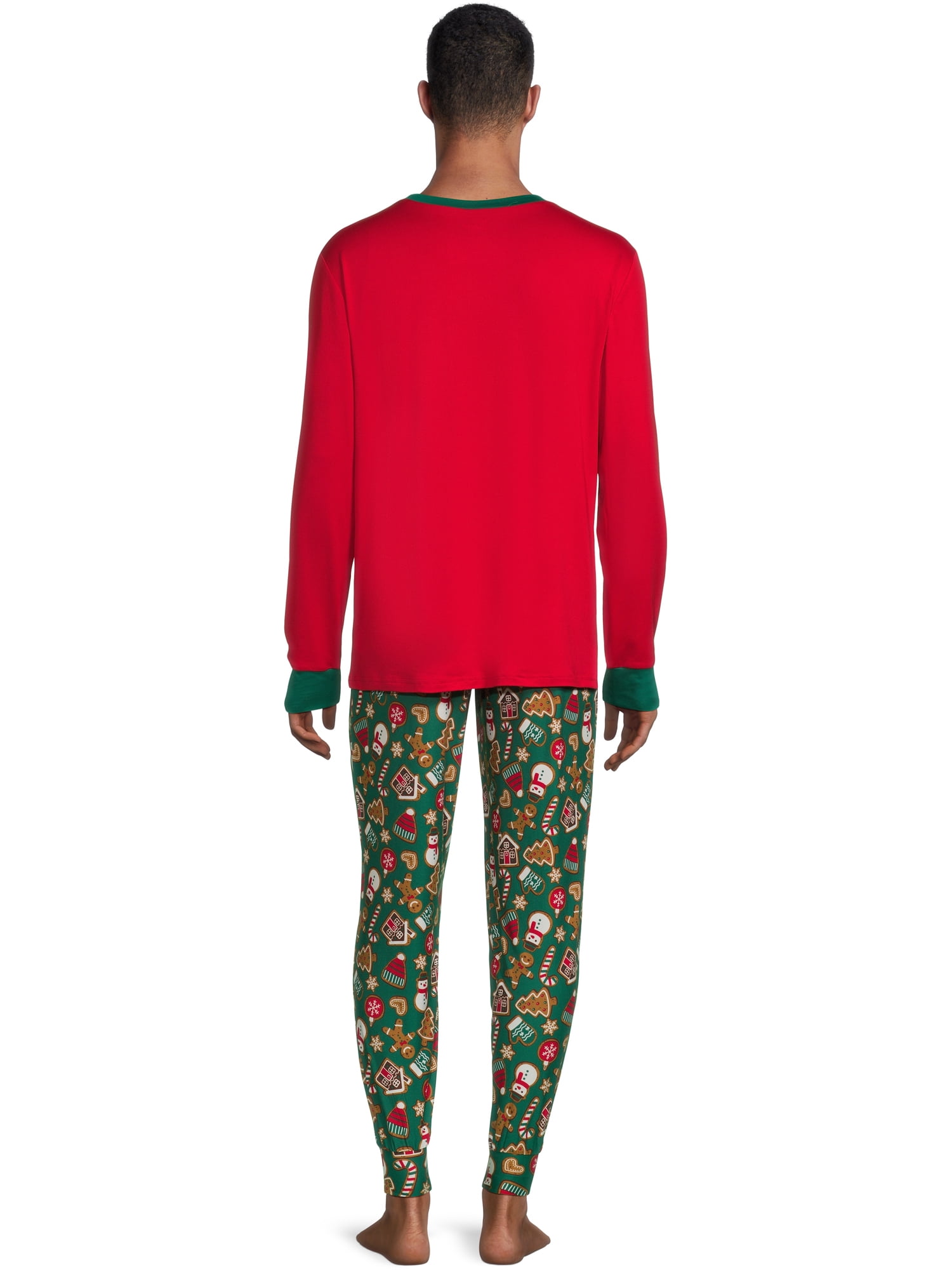 Jolly Jammies Men's Gingerbread Holiday Matching Family Pajamas Set, 2-Piece, Sizes S-XXL