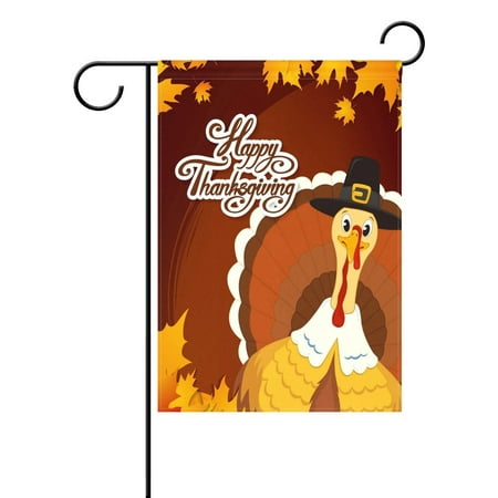 Popcreation Happy Thanksgiving Day Turkey Maple Leaf Garden Flag