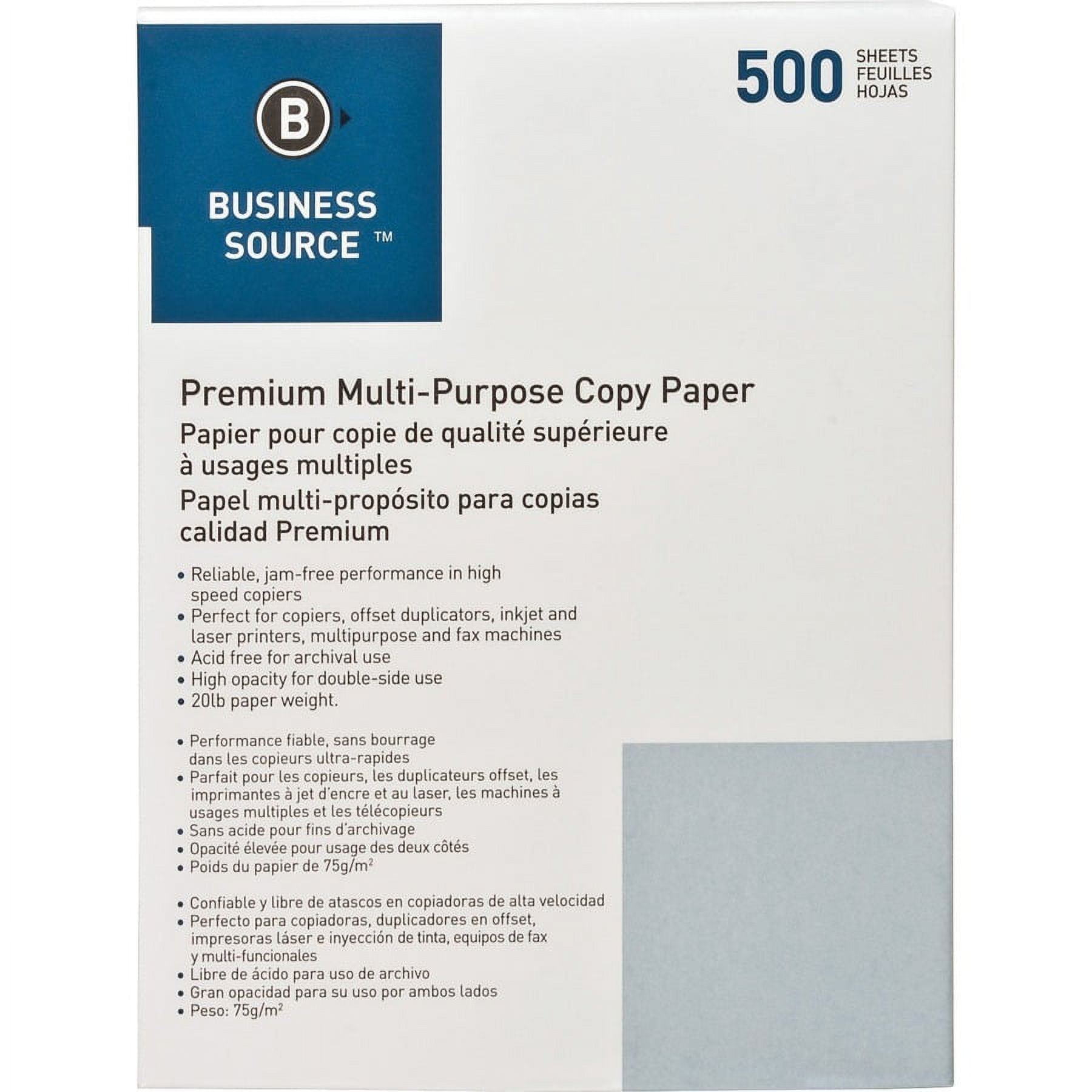 Business Source Multipurpose Copy Paper - 92 Brightness - Letter - 8 1/2" X 11" - 20 Lb Basis Weight - 5000 / Carton