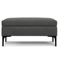 thumbnail image 3 of Rebecca Rectangular Coffee Table Storage Ottoman | Slate Grey Linen-Style Fabric, Lift-Up Lid, Black Iron Legs | 24"W x 36"D x 18"H | Modern Living Room Furniture & Organizer, 3 of 6