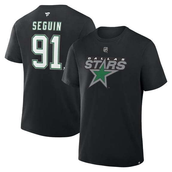 Men's Fanatics Tyler Seguin Black Dallas Stars Authentic Stack Name & Number T-Shirt