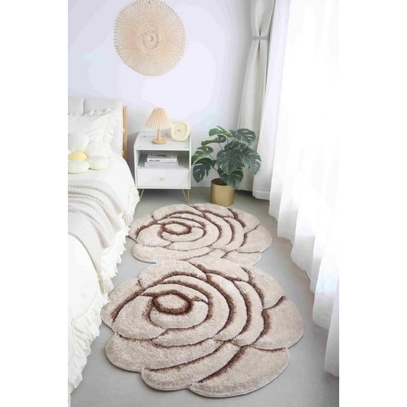 Faux Fur Rug DOUBLE Rose - 3'2"x6'5", Beige