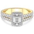 thumbnail image 3 of 1 Carat IGI Certified Emerald Shape Lab Grown Diamond Engagement Ring | 14K Yellow Gold |Luna Split Shank Halo Diamond Ring | FG-VS1-VS2 Quality Friendly Diamonds, 3 of 4
