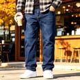thumbnail image 2 of DENTOYOU Men's Jeans Comfort Flex Waist Relaxed Fit Denim Big & Tall Straight Jeans Blue 52, 2 of 6