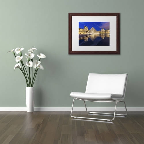 Trademark Fine Art "Golden Hour in the Louvre" Canvas Art by Mathieu Rivrin, White Matte, Wood Frame