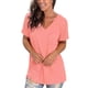 thumbnail image 1 of ICHUANYI Clearance Fashion Women Casual Solid Pullover V-Neck Short Sleeve T-Shirt Tops Blouse(Pink, L) ICHUANYI WER2023081506909, 1 of 4
