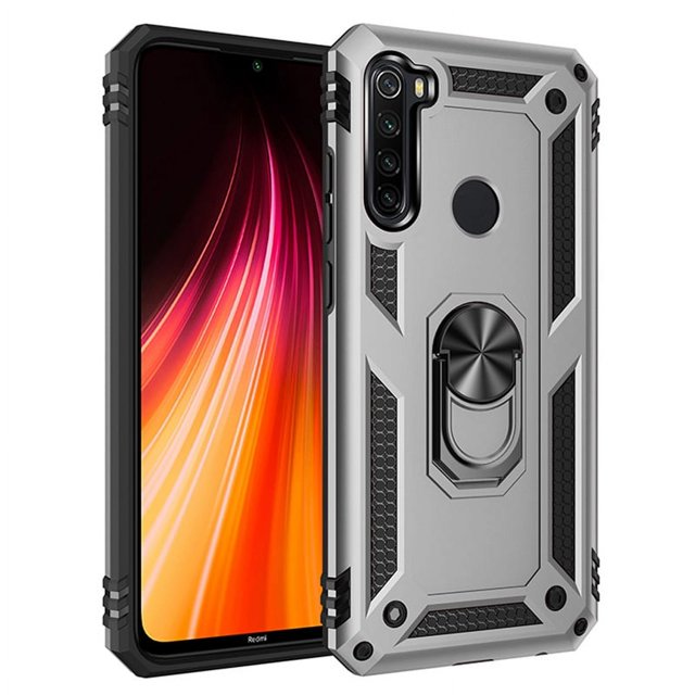For Xiaomi Redmi Note 8T 7 8 Pro Case Luxury Armor Shockproof Phone Case For Redmi 7 8 7A 8A Car Magnetic Ring Holder Back Cover Sliver For Redmi 7