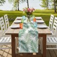 thumbnail image 4 of Green Tropical Botanical Burlap Cotton Table Runner 13x70 Inches Long, Summer Palm Leaves Plants Farmhouse Table Runners, Outdoor Dining Tablecloths Decor for Baby Shower/Party/Wedding, 4 of 8