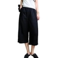 thumbnail image 2 of MLCDZ Womens Cotton Linen Lightweight Cropped Pants Loose Fit Wide Leg Capri Casual Loose Plus Size Elastic Waist Trousers, 2 of 6