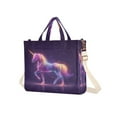 thumbnail image 2 of Corduroy Tote Bag for Women Shoulder Handbags Fashion Ladies Purses Satchel Messenger Bags Glowing Unicorn M, 2 of 8