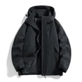 thumbnail image 4 of Men's Windbreakers Solid Color Hooded Three-in-one Detachable Multi-pocket Cardigan Relaxation Outdoors Zipper Overcoat Outdoor Jacket Windbreaker Jackets for Men Black M, 4 of 8