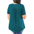thumbnail image 6 of FOLUNSI Womens Plus Size Tops Short Sleeve Shirts Blouses Lace Pleated Tunic Tops M-4XL, 6 of 6