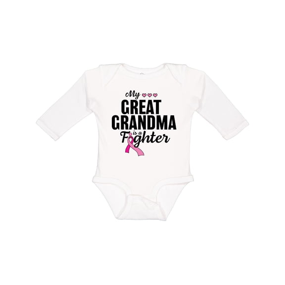 Inktastic Breast Cancer Awareness My Great Grandma is a Fighter Boys or Girls Long Sleeve Baby Bodysuit