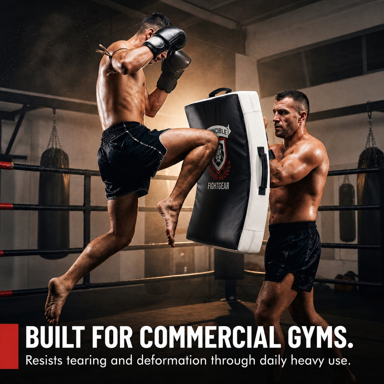 Invincible Fight Gear Gel Punch & Kick Shield, Curved Training Pad, 25” x 15” x 5.5”, Multi-Handle Grip, Gel Enforced Lining, Heavy-Duty Canvas Vinyl, Muay Thai, MMA, Kickboxing, Karate