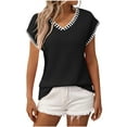 thumbnail image 2 of mfyjkho Tops Para Salir Para Mujer, Camiseta Informal De Manga Corta Con Cuello En V Y Color Liso Para Mujer Tops Para Salir S, 2 of 8