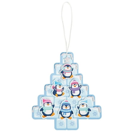 Fun Express 5 3/4" x 6 1/2" Penguin Christmas Tree Sign Foam Craft Kit - Makes 12