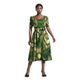 thumbnail image 3 of Bintarealwax African Print Short Sleeve Dress Ankara Plus Size Colorful Bright Casual Party Dress with Belt, 3 of 3