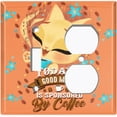 thumbnail image 2 of Metal Light Switch Wall Plate Outlet Cover (Today's Good Mood is Sponsored By Coffee Cat Orange - Single Toggle Single Duplex), 2 of 2