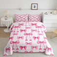 thumbnail image 2 of spefrowx Cartoon Princess Bow Queen Comforter Set for Girls, Pink Watercolor Stripe Comforter Sets Queen, Pink Reversible, 3-Piece, 1 Comforter and 2 Pillowcases, 2 of 6