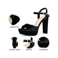 thumbnail image 4 of BLISSFUL STEP Women's Block High Heels Ankle Strap Platform Heel Sandals Black (Size 6), 4 of 7