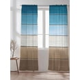 thumbnail image 2 of Blue Brown Sheer Curtains 96 Inch Long 2 Panels, Gradient Wood Grain Vintage Farmhouse Light Filtering Rod Pocket Semi Sheer Curtains, Sheer Voile Drapes for Living Room Bedroom, 52"x96", 2 of 5