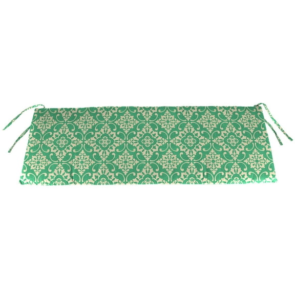 Jordan Manufacturing 59" x 16" Scampi Emerald Green Medallion Rectangular Outdoor Settee Swing Bench Cushion with Ties
