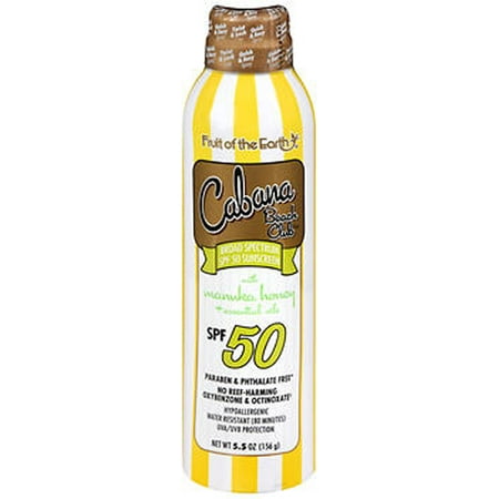 Fruit of the Earth Cabana Beach Club SPF 50 with Manuka Honey & Essential Oils Sunscreen Spray - 5.5 oz