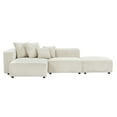 thumbnail image 2 of 118" Modern Modular Sofa with 4 Pillows, Soft Corduroy Couch with Solid Wood Frame, L-Shaped Sofa for Livingroom, Bedroom, Office, Beige, 2 of 7