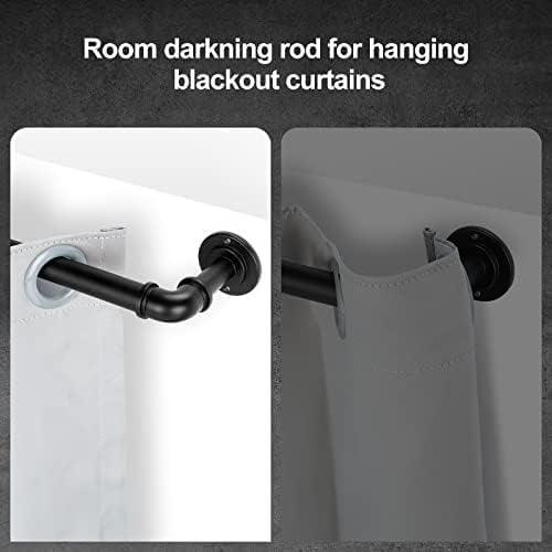 2 Pack Black Industrial Curtain Rods for Windows 48 to 84 Inch(4 to 7 Feet), 1 Inch Diameter Blackout Wrap Around Adjustable Heavy Duty Window Drapery Rods, Indoor and Outdoor