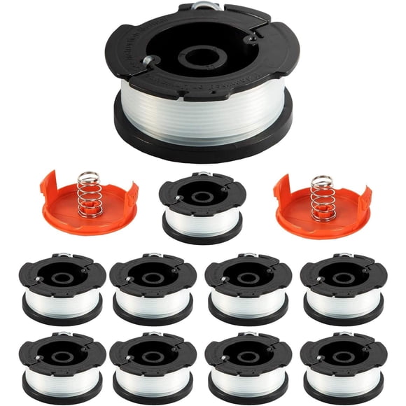 Durable String Trimmer Line, Perfect For Black+Decker Automatic Feed Trimmers, Features 0.07 Inch Diameter For Quick Lawn Maintenance, Includes 10 Spools, 2 Spindles, 2 Spool