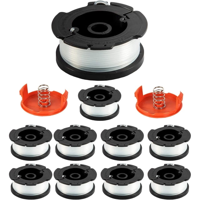 Durable String Trimmer Line, Perfect For Black+Decker Automatic Feed Trimmers, Features 0.07 Inch Diameter For Quick Lawn Maintenance, Includes 10 Spools, 2 Spindles, 2 Spool