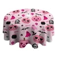 thumbnail image 4 of Halloween Pink Spooky Hearts and Ghosts Round Tablecloth 60"x60",Wrinkle Wipeable Table Cloth for Kitchen Dining Room Picnic Patio Party, 4 of 6