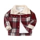 thumbnail image 1 of Gibobby Abrigos de invierno para bebés y niñasNiños pequeños niño bebé niños niñas camisa chaqueta a cuadros manga larga polar solapa botón abajo inviern(Rojo, 5-6 Años), 1 of 5