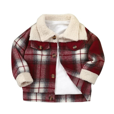 

Kids Clothing Kids Toddler Child Baby Boys Girls Shirt Jacket Plaid Long Sleeve Lapel Button Down Winter Shirt Coat Outwear