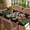 thumbnail image 3 of Black Christmas Table Cloths for 4 Foot Rectangle Tables, Xmas Tree Gingerbread Snowman Winter Patio Waterproof Elastic Fitted Tablecloths, Washable Rectangular Table Cover for Camping, 3 of 8