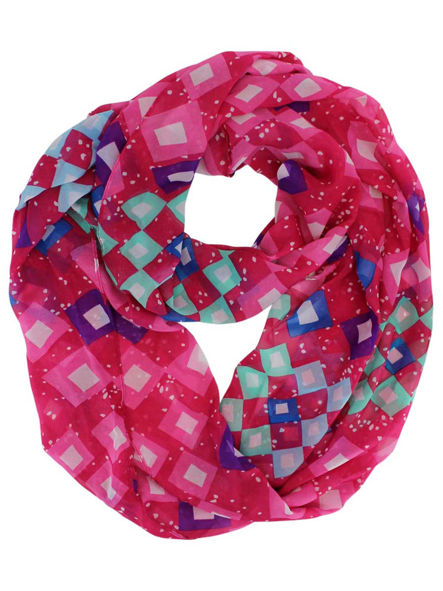 handmade beautiful pattern,red pink Infinity scarf fuchsia color chiffon 