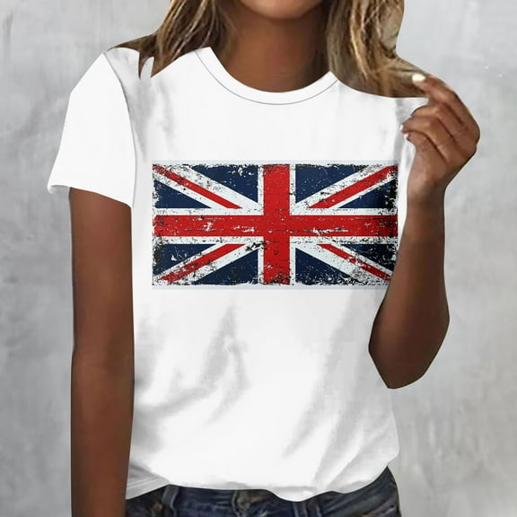 Cavosen Red White and Blue Clothes for Women Petite Red White and Blue Short Sleeve Crew Neck Shirts USA Star Striped Graphic Tops Lady XL Patriotic Casual T Shirts Independence Day Tunic Tees