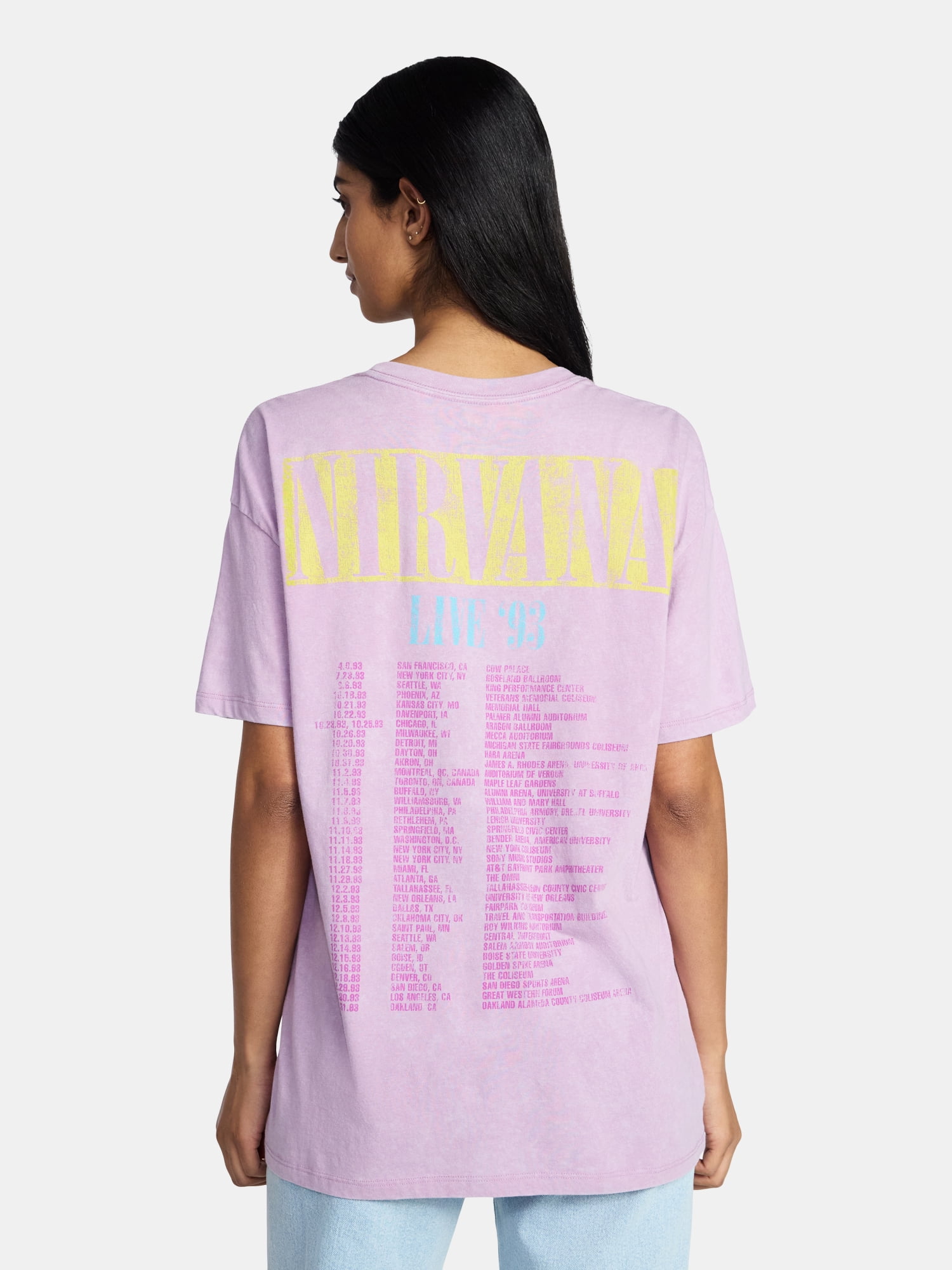 Nirvana Women's Graphic Print Tour Tee with Short Sleeves, Sizes XXS-XXL