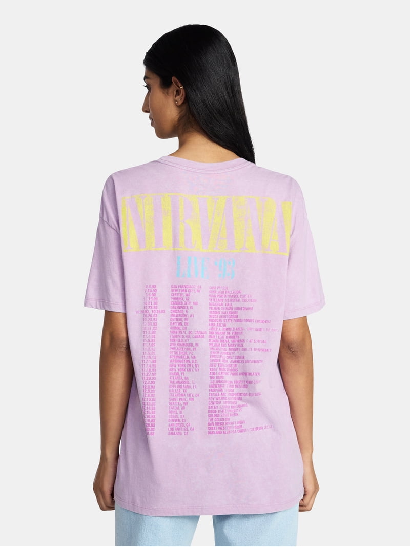 Nirvana Women's Graphic Print Tour Tee with Short Sleeves, Sizes