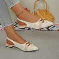 thumbnail image 4 of Samdudou Dress Shoes for Women Closed Toe Pointed Front Slingback Flats Canvas Texture Elegant Botanical Embroidery Chunky Chain Link Hardware Office Evening Party Shoes, 4 of 9