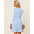 thumbnail image 4 of Vestido Midi Elegante Con color De Contraste Y Cuello En V de Manga Larga Para Mujer Azul Claro XL, 4 of 5