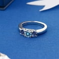 thumbnail image 4 of Gem Stone King 925 Sterling Silver 3-Stone Ring Round Persian Blue Moissanite and Created Sapphire Blue (1.00 Cttw, Size 8), 4 of 4