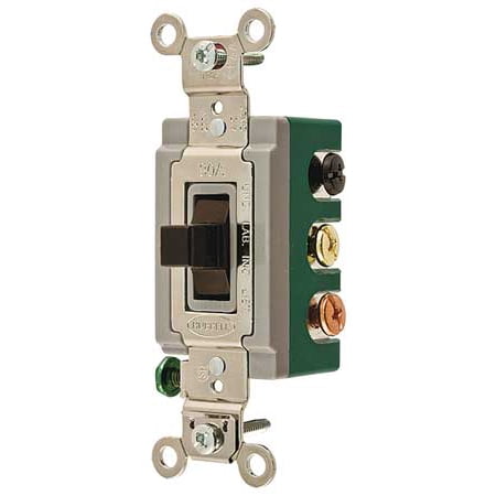 - HUBBELL WIRING DEVICE-KELLEMS HBL1388 Wall Switch, 2-Pole, Toggle, 30A, Brown